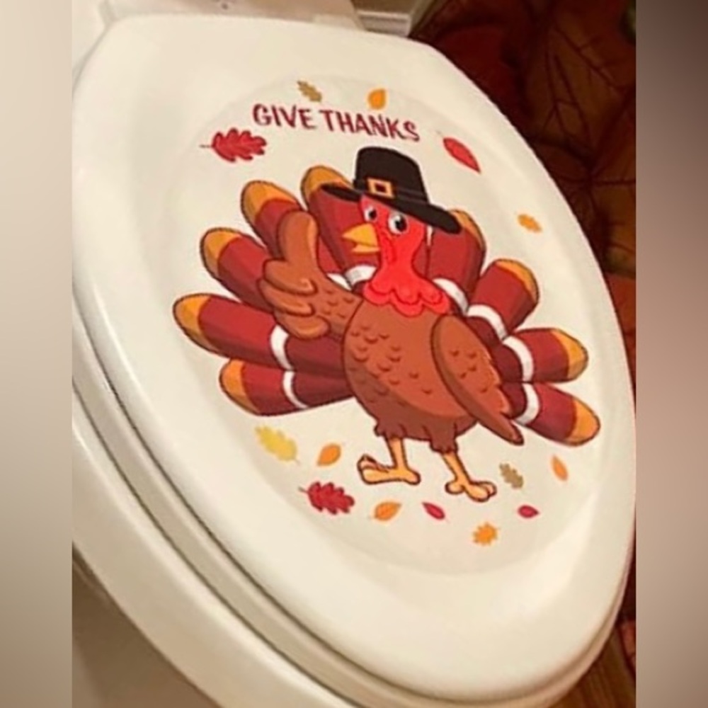 💥NWT Turkey 2 Piece Iconikal Funny Toilet Seat Cling Decoration Set Thanksgiving